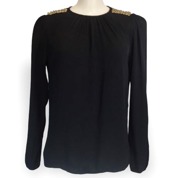 Zara Woman black with embellished shoulder sz S - Picture 1 of 7